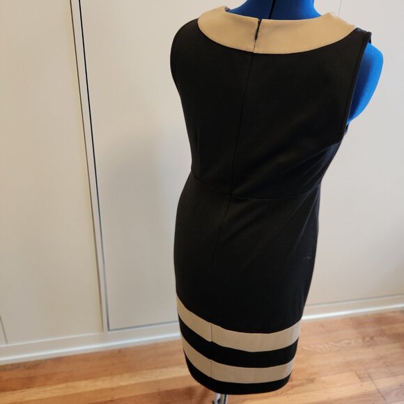 Ann Taylor Knit Sheath Dress black & tan - sz 12 - Picture 2 of 3